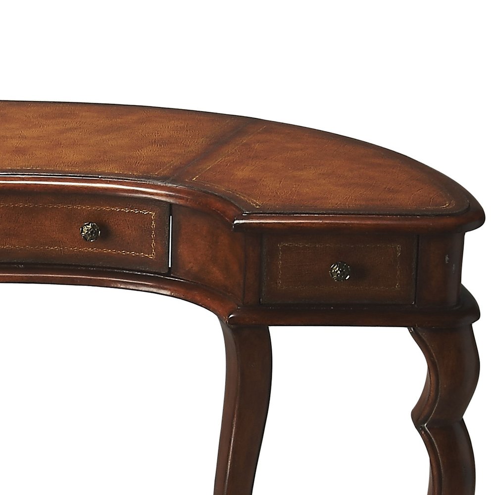 48" Brown Wood Solid and Manufactured Wood Kidney Writing Desk HomeRoots