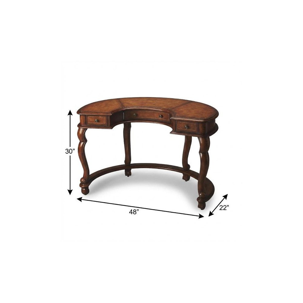 48" Brown Wood Solid and Manufactured Wood Kidney Writing Desk HomeRoots