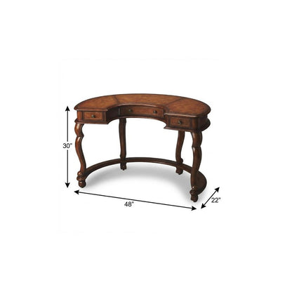 48" Brown Wood Solid and Manufactured Wood Kidney Writing Desk HomeRoots