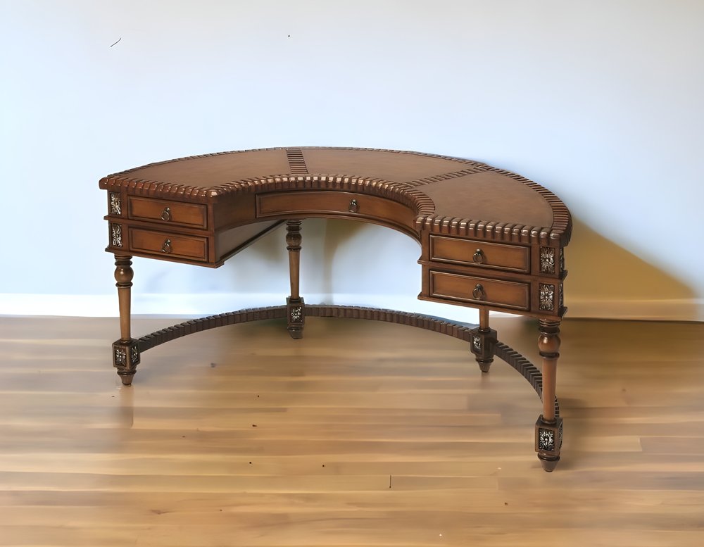 60" Dark Brown Solid Wood Kidney Writing Desk HomeRoots