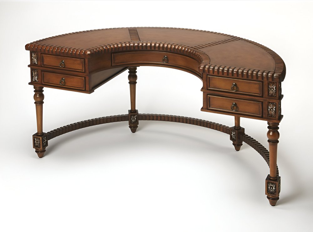 60" Dark Brown Solid Wood Kidney Writing Desk HomeRoots