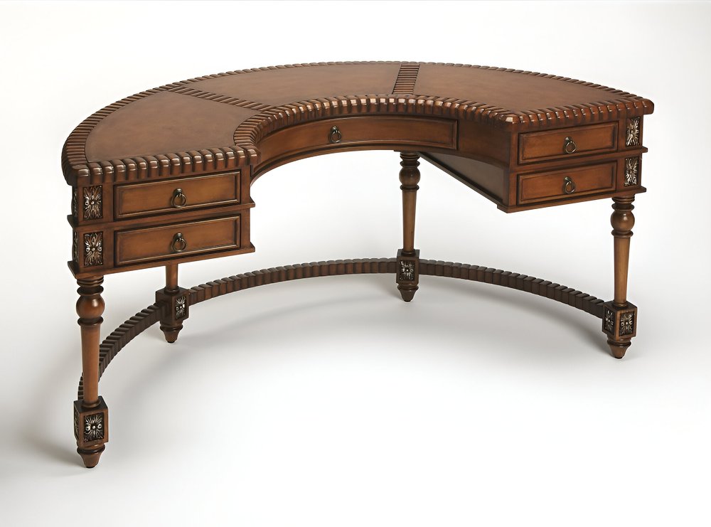 60" Dark Brown Solid Wood Kidney Writing Desk HomeRoots