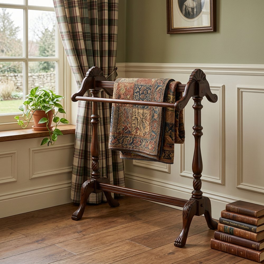 31" Dark Brown Hand Carved Wood Blanket Stand HomeRoots