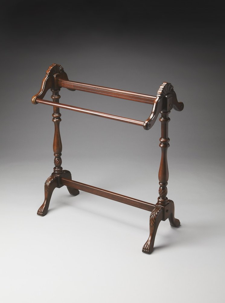 31" Dark Brown Hand Carved Wood Blanket Stand HomeRoots