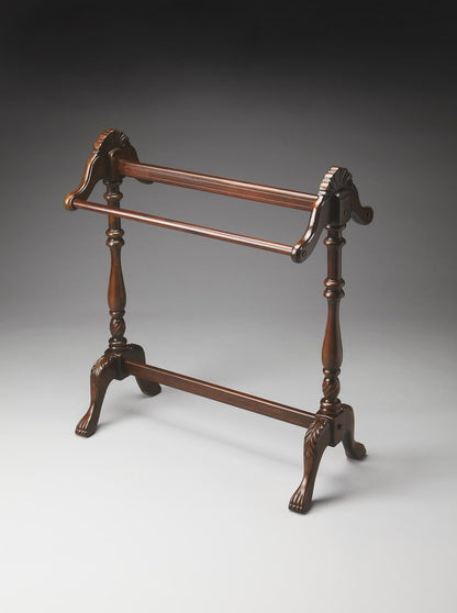 31" Dark Brown Hand Carved Wood Blanket Stand HomeRoots