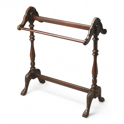 31" Dark Brown Hand Carved Wood Blanket Stand HomeRoots