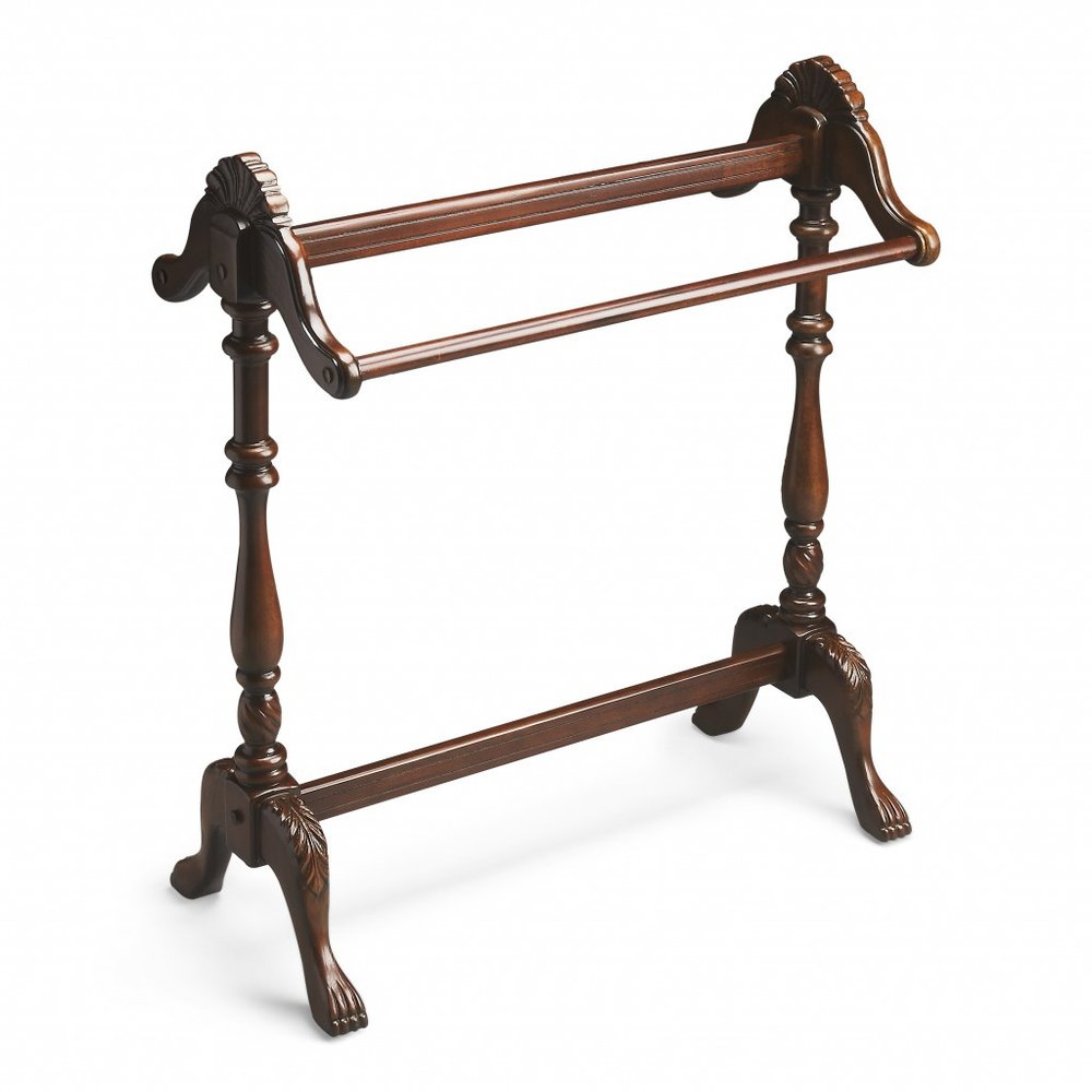 31" Dark Brown Hand Carved Wood Blanket Stand HomeRoots