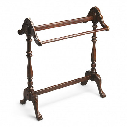 31" Dark Brown Hand Carved Wood Blanket Stand HomeRoots