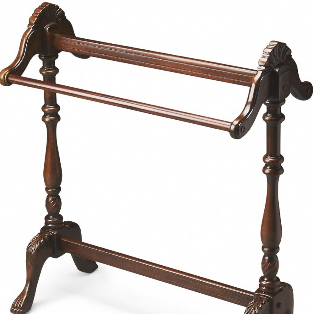 31" Dark Brown Hand Carved Wood Blanket Stand HomeRoots