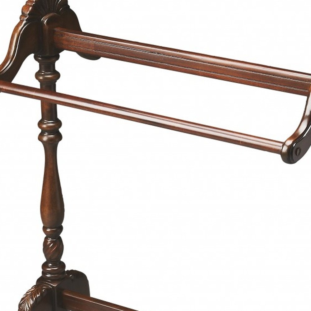 31" Dark Brown Hand Carved Wood Blanket Stand HomeRoots