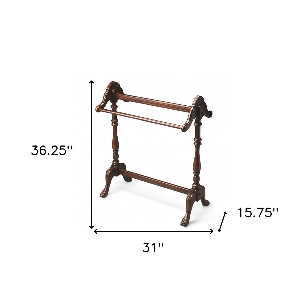 31" Dark Brown Hand Carved Wood Blanket Stand HomeRoots
