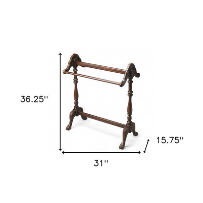 31" Dark Brown Hand Carved Wood Blanket Stand HomeRoots