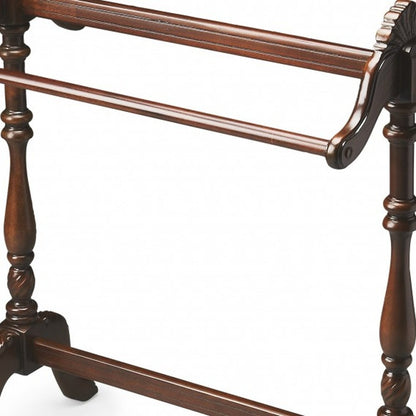 31" Dark Brown Hand Carved Wood Blanket Stand HomeRoots