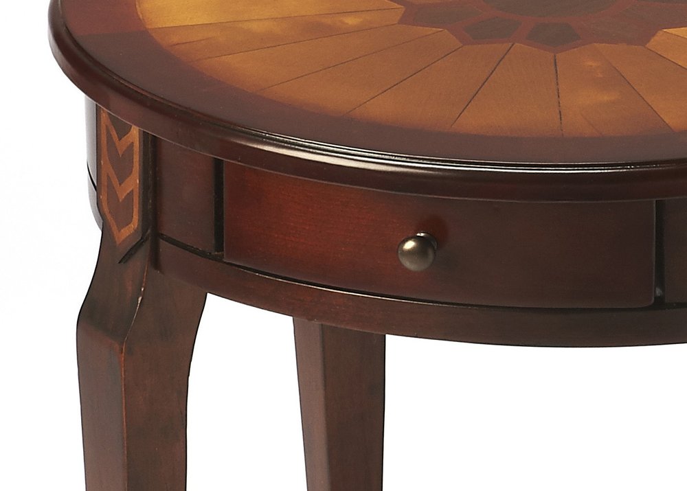 24" Brown Solid Wood and Wood Round End Table With Drawer HomeRoots