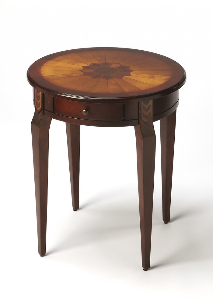 24" Brown Solid Wood and Wood Round End Table With Drawer HomeRoots