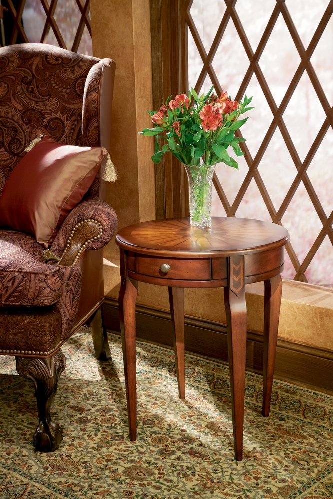 24" Brown Solid Wood and Wood Round End Table With Drawer HomeRoots