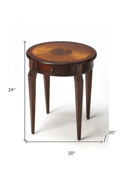 24" Brown Solid Wood and Wood Round End Table With Drawer HomeRoots