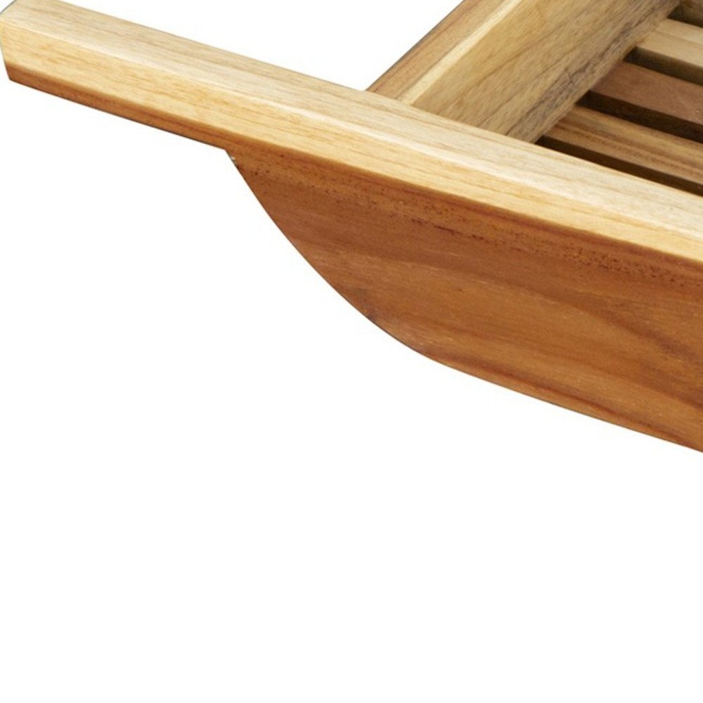 4" X 30" Natural Teak Over Tub Rectangular Bath Caddy Shelf HomeRoots