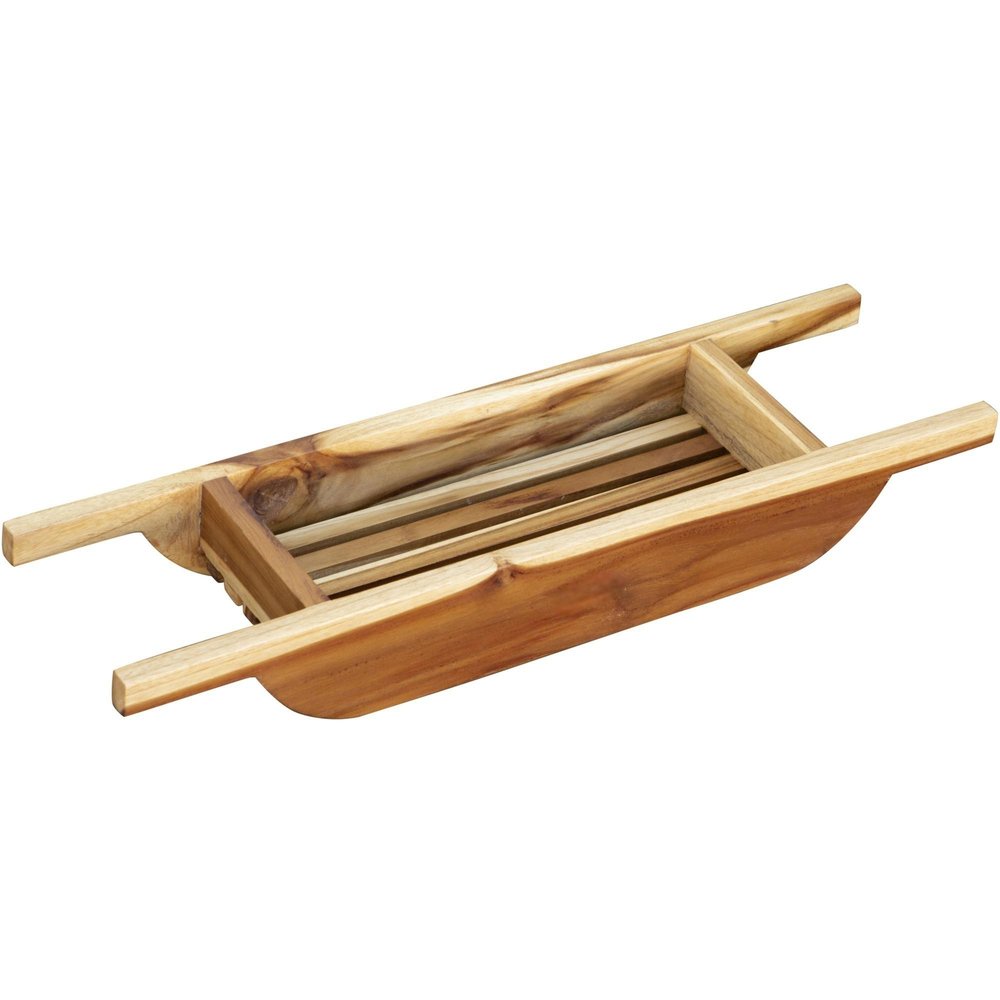 4" X 30" Natural Teak Over Tub Rectangular Bath Caddy Shelf HomeRoots