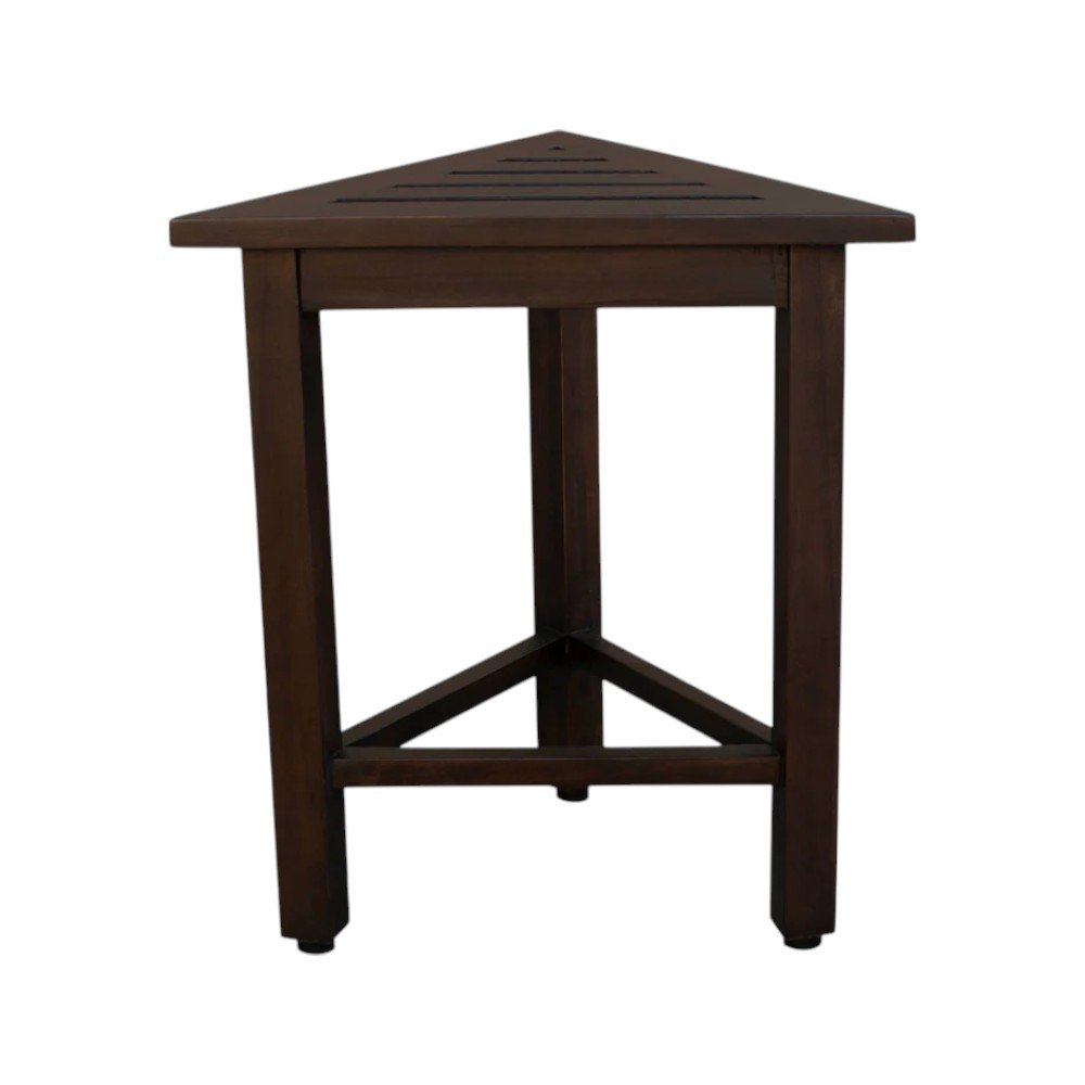 17" Dark Brown Teak Corner Shower Bench HomeRoots