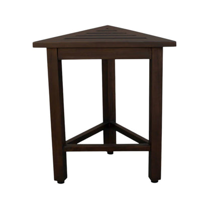 17" Dark Brown Teak Corner Shower Bench HomeRoots