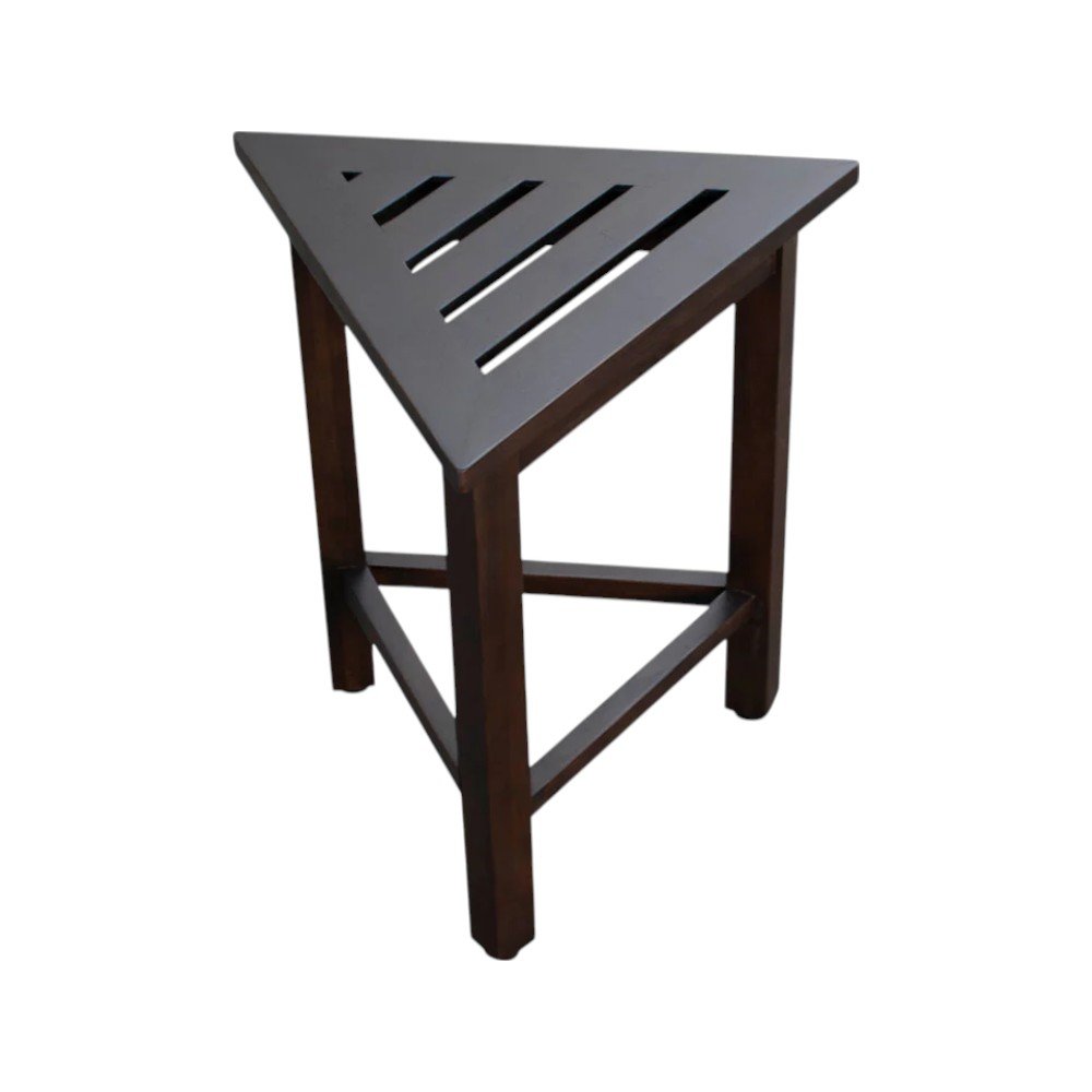17" Dark Brown Teak Corner Shower Bench HomeRoots