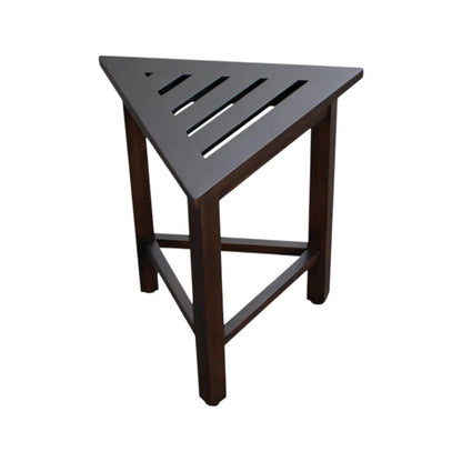 17" Dark Brown Teak Corner Shower Bench HomeRoots