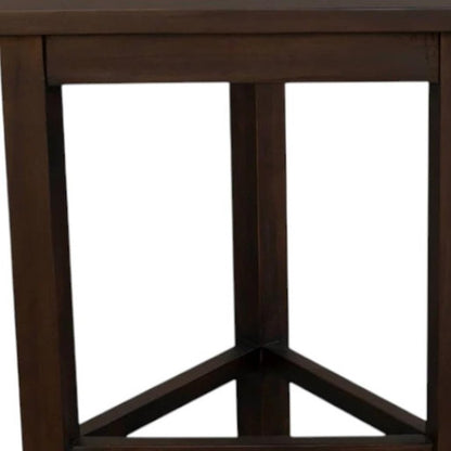 17" Dark Brown Teak Corner Shower Bench HomeRoots