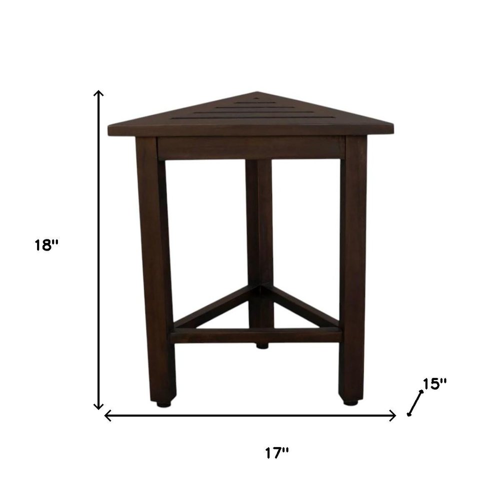 17" Dark Brown Teak Corner Shower Bench HomeRoots