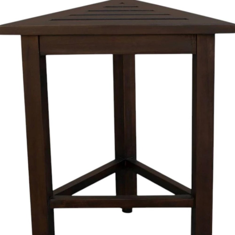 17" Dark Brown Teak Corner Shower Bench HomeRoots