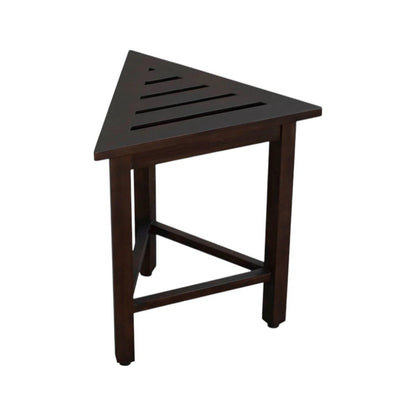 17" Dark Brown Teak Corner Shower Bench HomeRoots