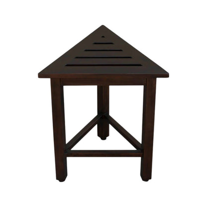 17" Dark Brown Teak Corner Shower Bench HomeRoots