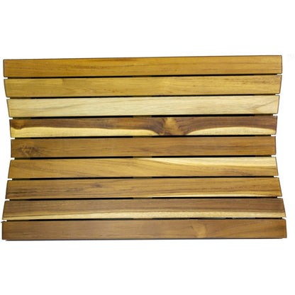 23" Brown Teak Slat Non Slip Bath Mat HomeRoots
