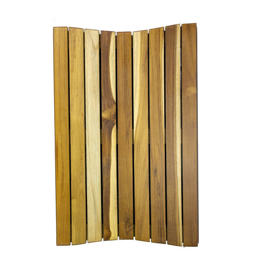 23" Brown Teak Slat Non Slip Bath Mat HomeRoots