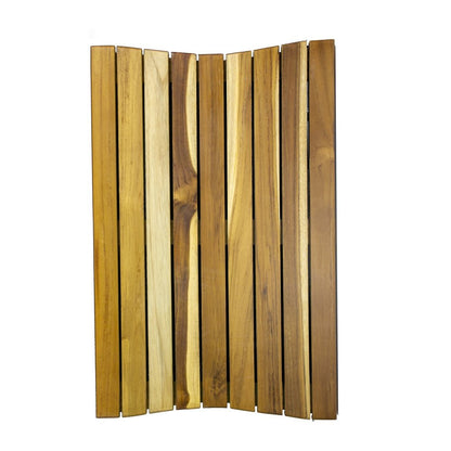 23" Brown Teak Slat Non Slip Bath Mat HomeRoots