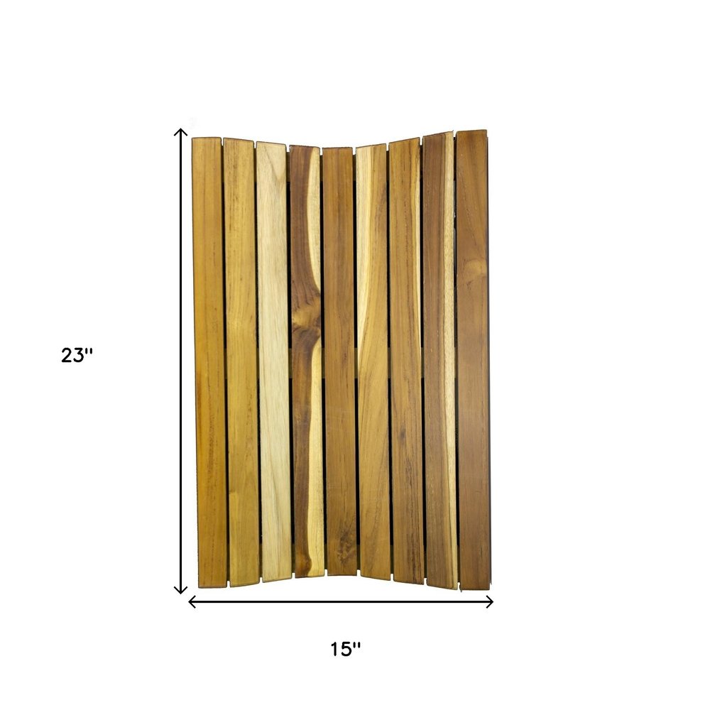23" Brown Teak Slat Non Slip Bath Mat HomeRoots