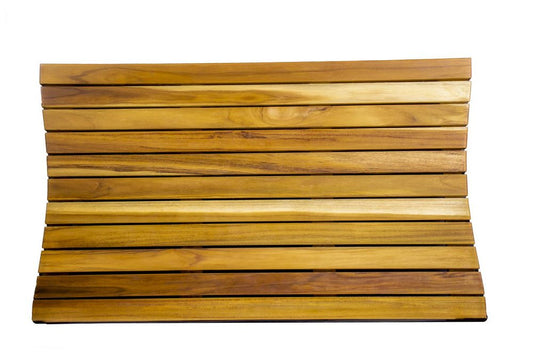 31" Brown Teak Slat Non Slip Bath Mat