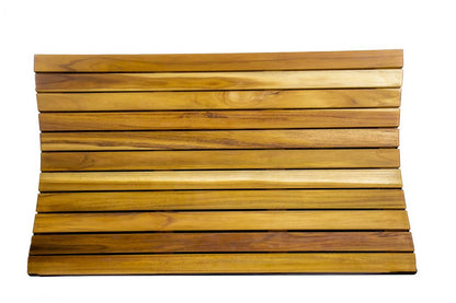 31" Brown Teak Slat Non Slip Bath Mat HomeRoots