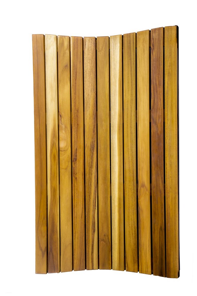 31" Brown Teak Slat Non Slip Bath Mat HomeRoots