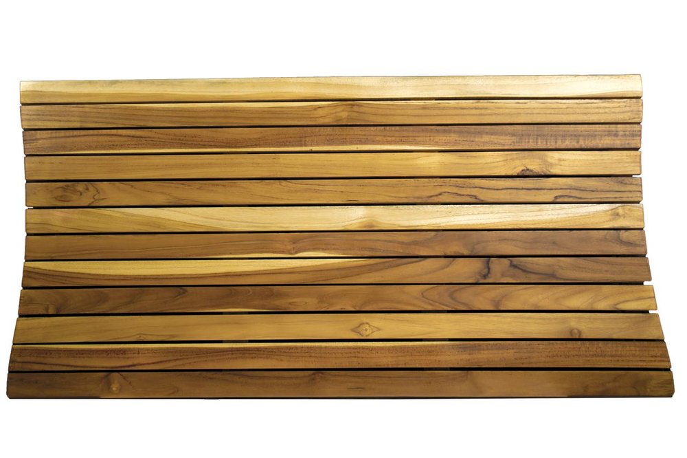 40" Brown Teak Slat Non Slip Bath Mat HomeRoots