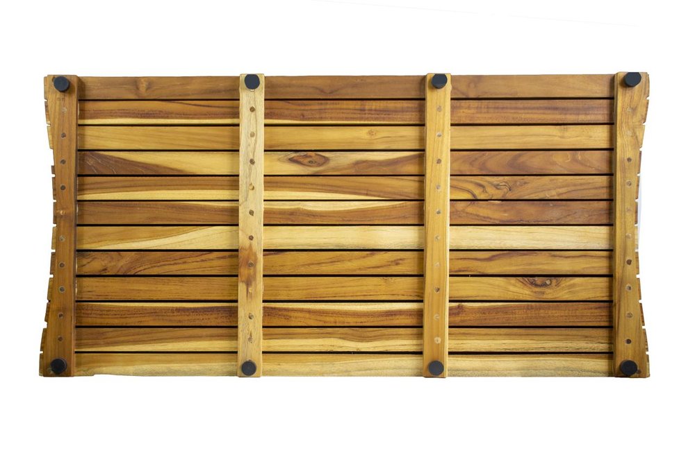 40" Brown Teak Slat Non Slip Bath Mat HomeRoots