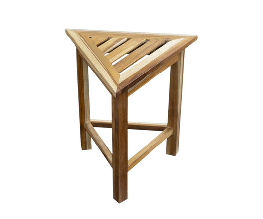 15" Brown Teak Corner Shower Bench HomeRoots