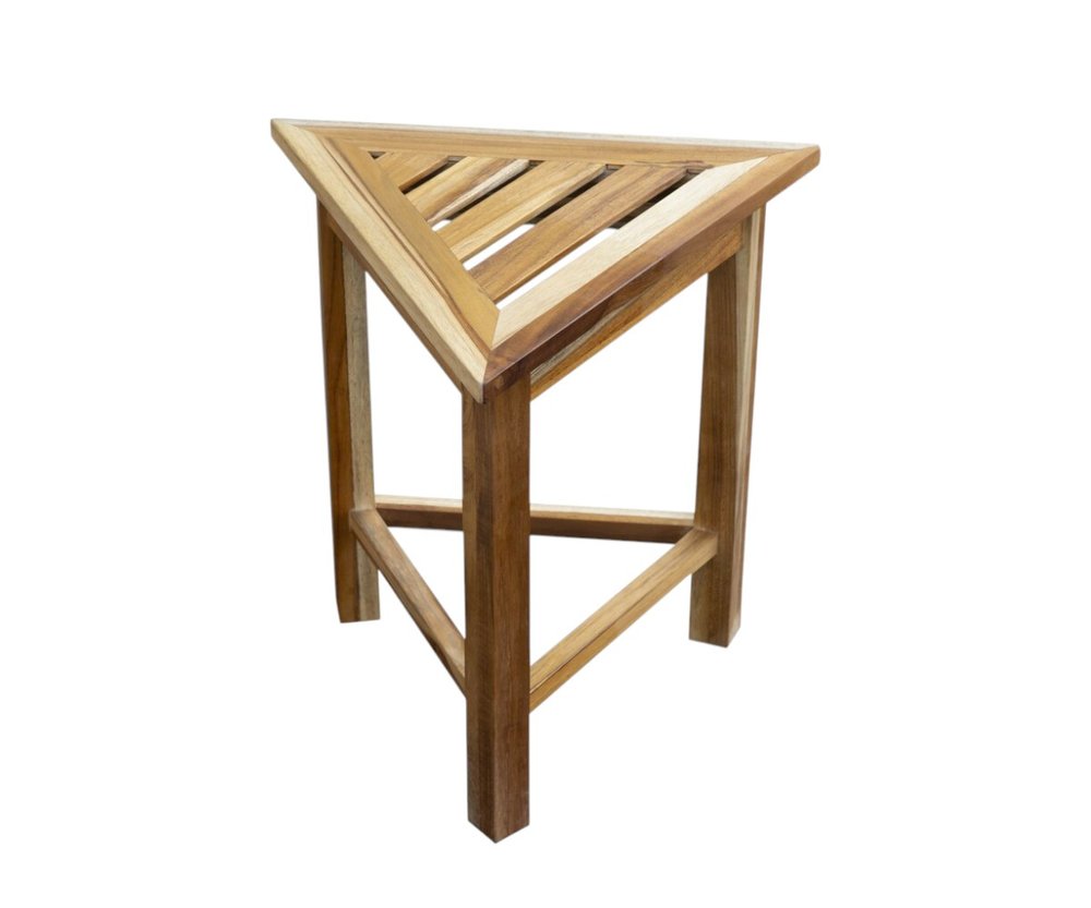 15" Brown Teak Corner Shower Bench HomeRoots