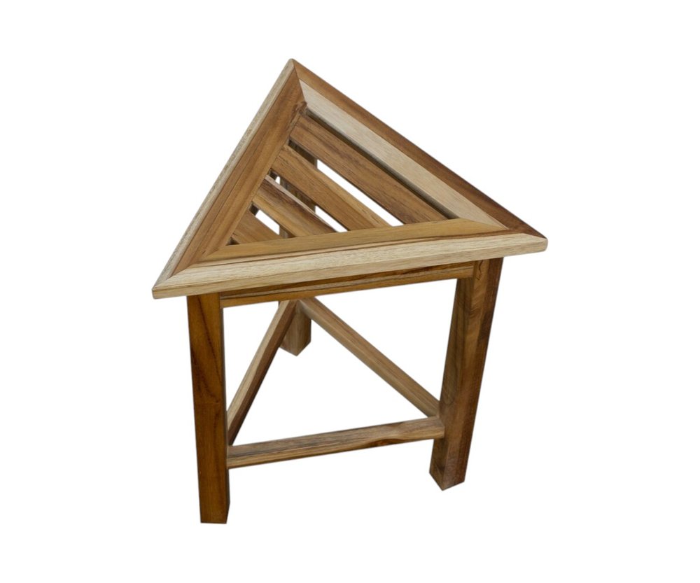 15" Brown Teak Corner Shower Bench HomeRoots