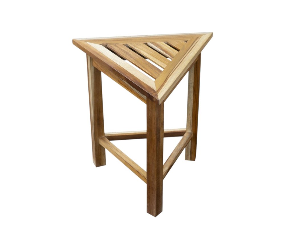 15" Brown Teak Corner Shower Bench HomeRoots