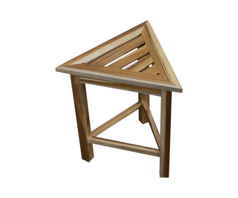 15" Brown Teak Corner Shower Bench HomeRoots