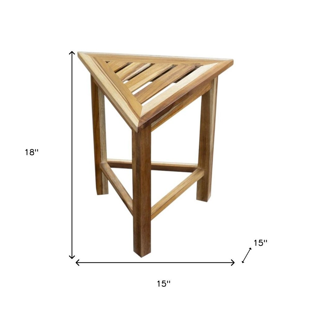 15" Brown Teak Corner Shower Bench HomeRoots