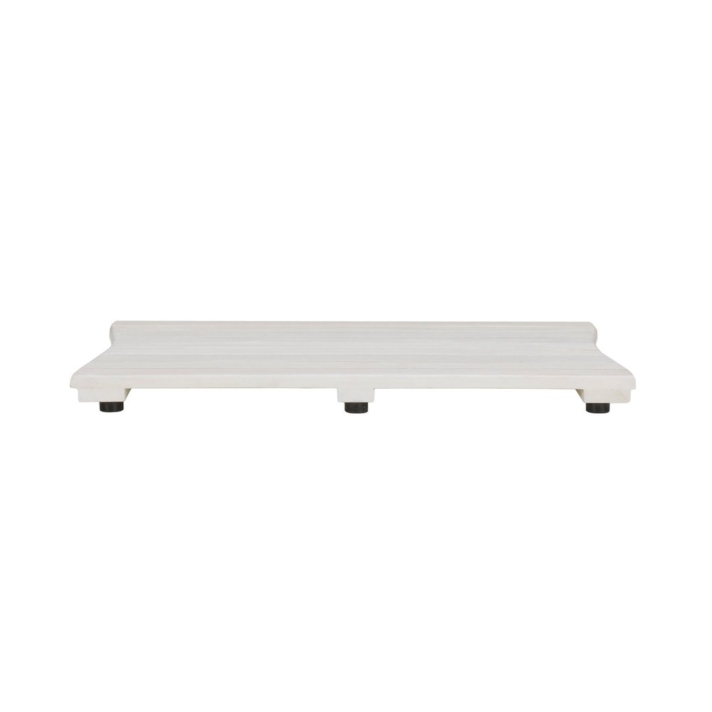 23" White Teak Slat Non Slip Bath Mat HomeRoots