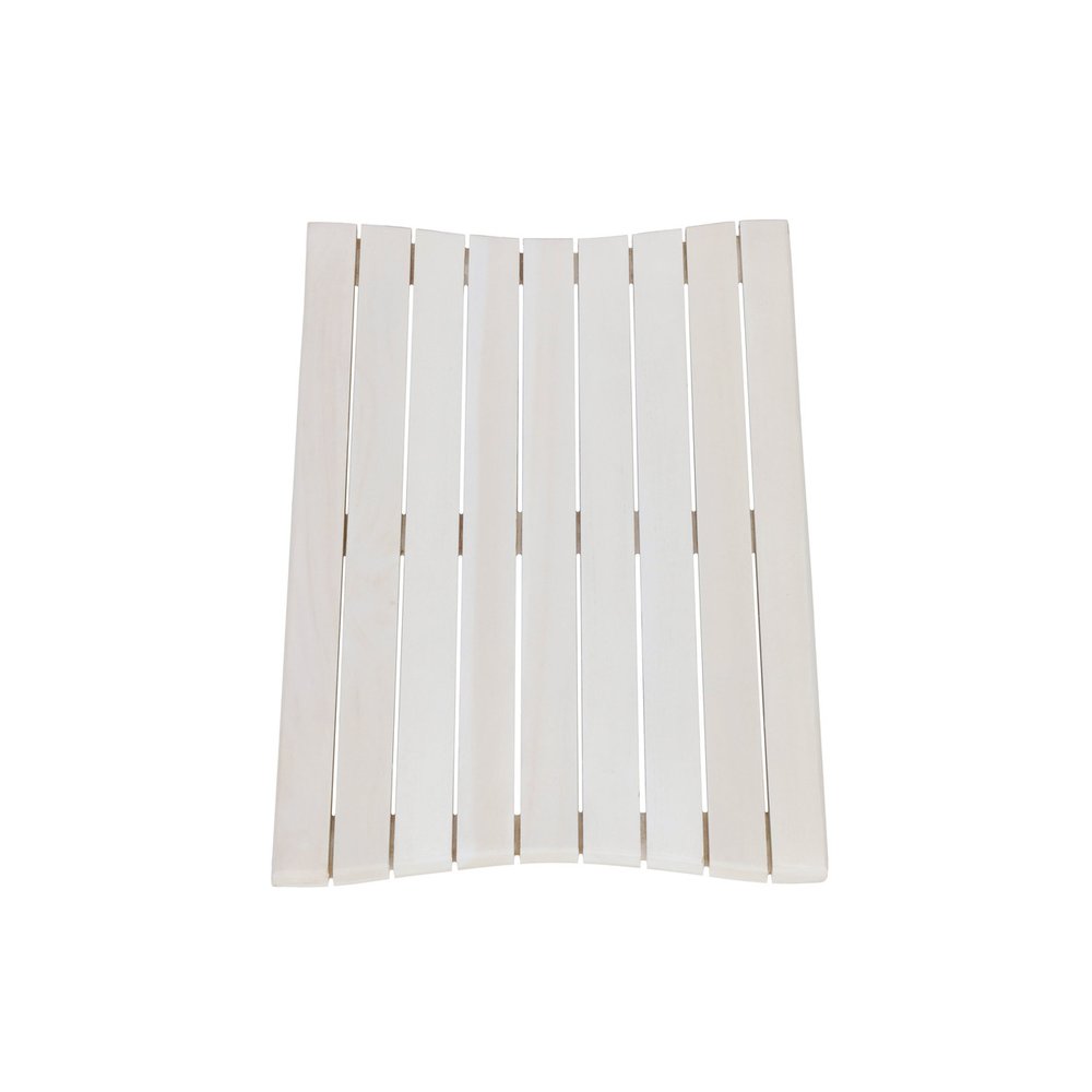 23" White Teak Slat Non Slip Bath Mat HomeRoots
