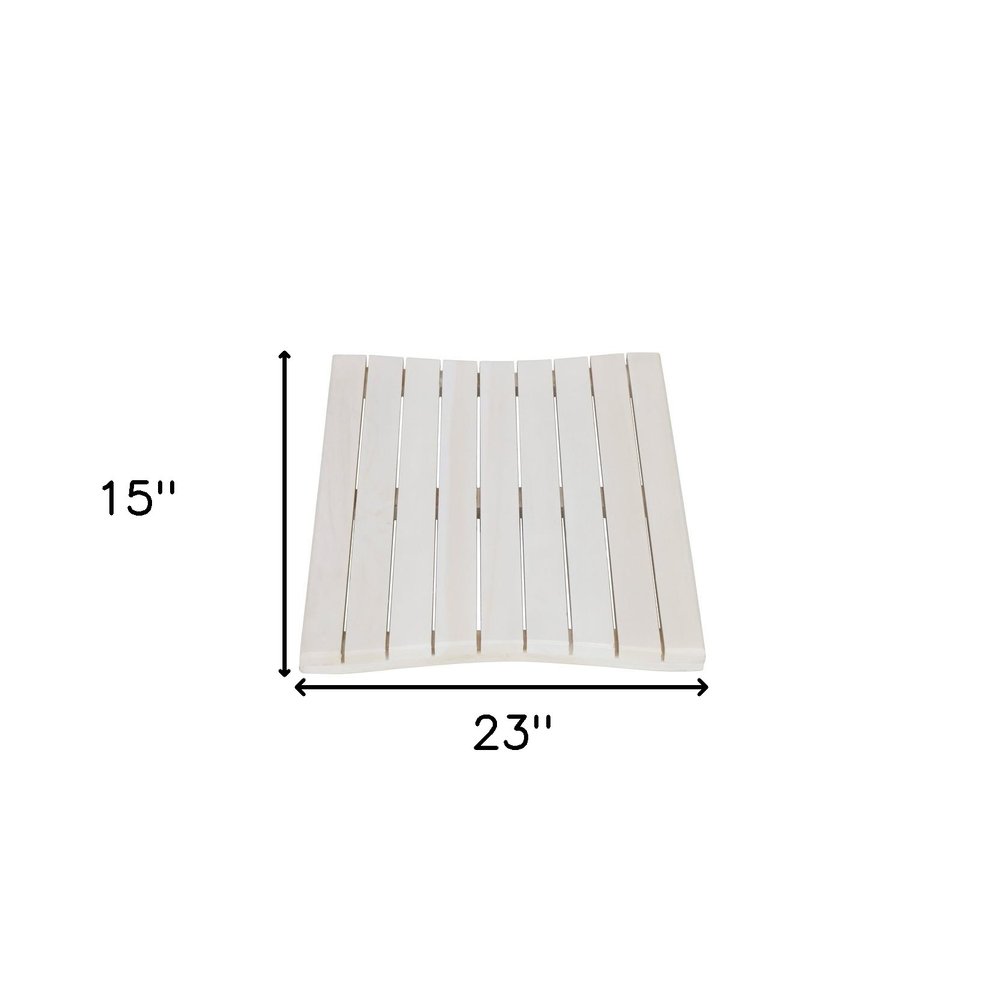 23" White Teak Slat Non Slip Bath Mat HomeRoots